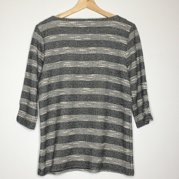 Vince Camuto Stripe Knit 3/4 Sleeve Sweater Top - Picture 4 of 9